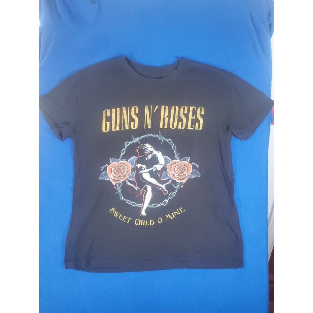 Guns N Roses Women Top L Black T-Shirt Sweet Child O Mine Graphic Short Sleeve - Picture 9 of 12